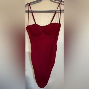 Sweetheart Bodycon Dress in Deep Wine Red